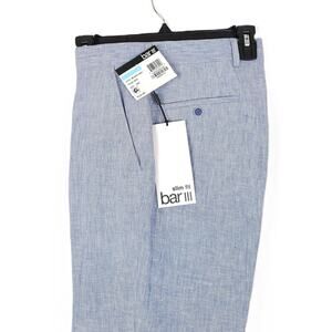 Bar III Mens Slim Fit Suit Pants 30x32 Blue Solid 100% Linen NWT